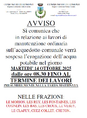 sospensione acqua potabile 14 ottobre 2025